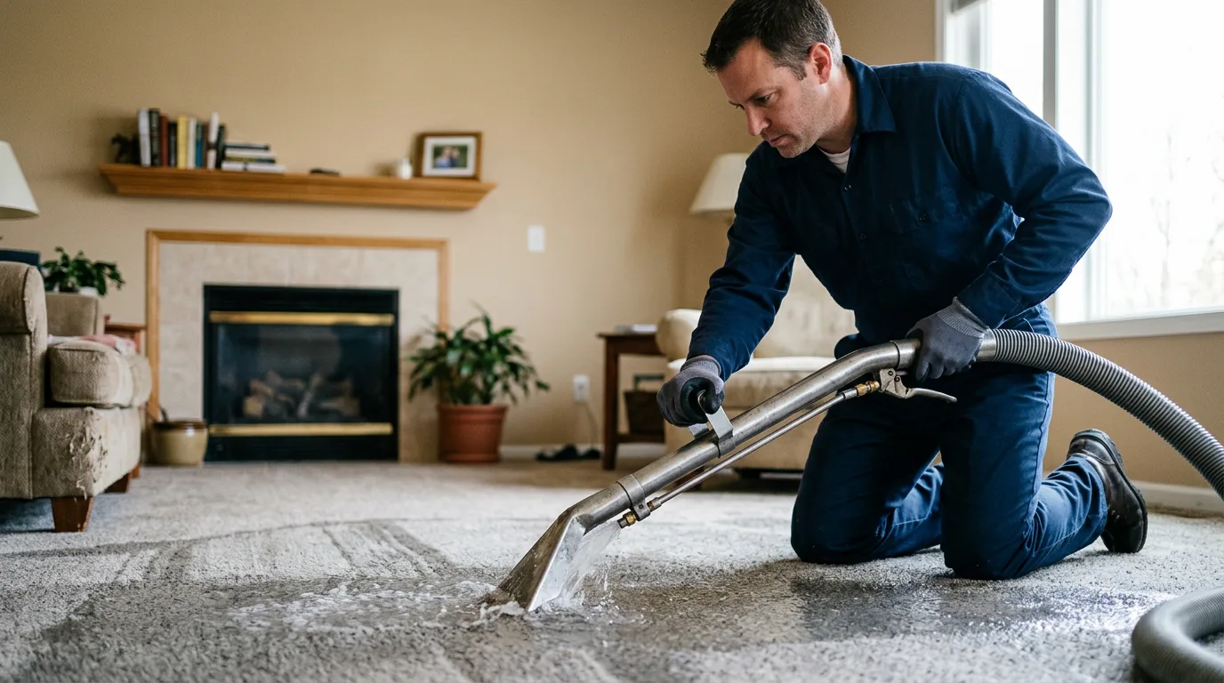 Water damage restoration technician working near Liberty, TN
